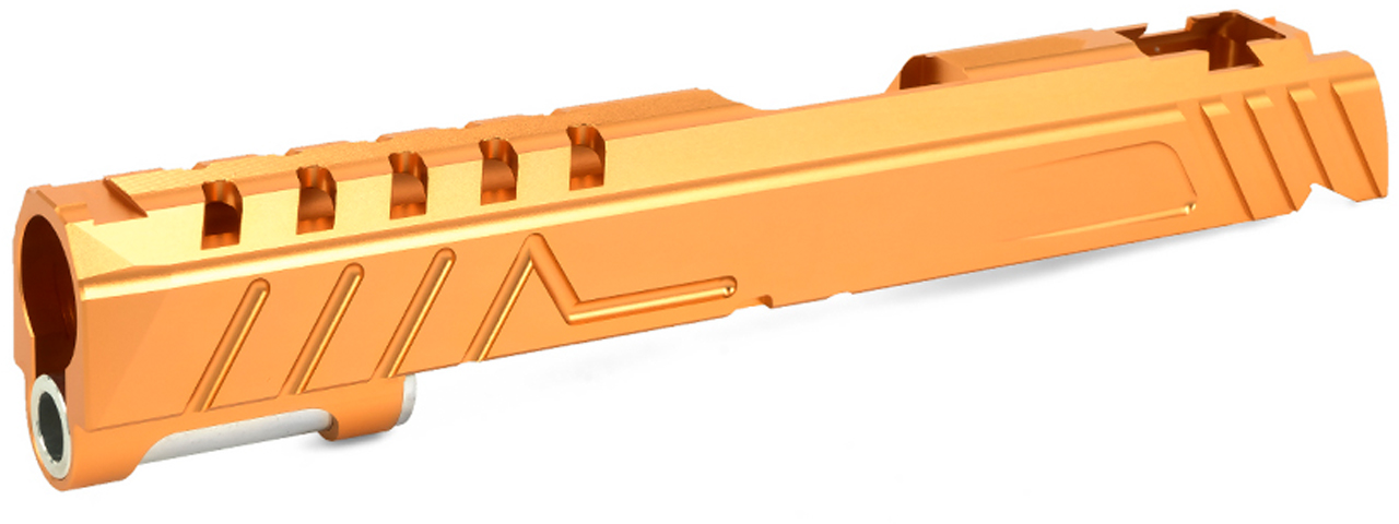 Airsoft Masterpiece Custom "Diva" Aluminum Standard Slide for Hi-Capa/1911 Gas Blowback Pistols (Color: Orange) - Click Image to Close