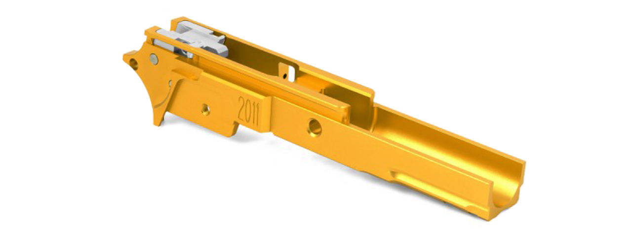 Airsoft Masterpiece 2011 3.9 Aluminum Frame w/ Rail for Hi-Capa (Color: Gold) - Click Image to Close