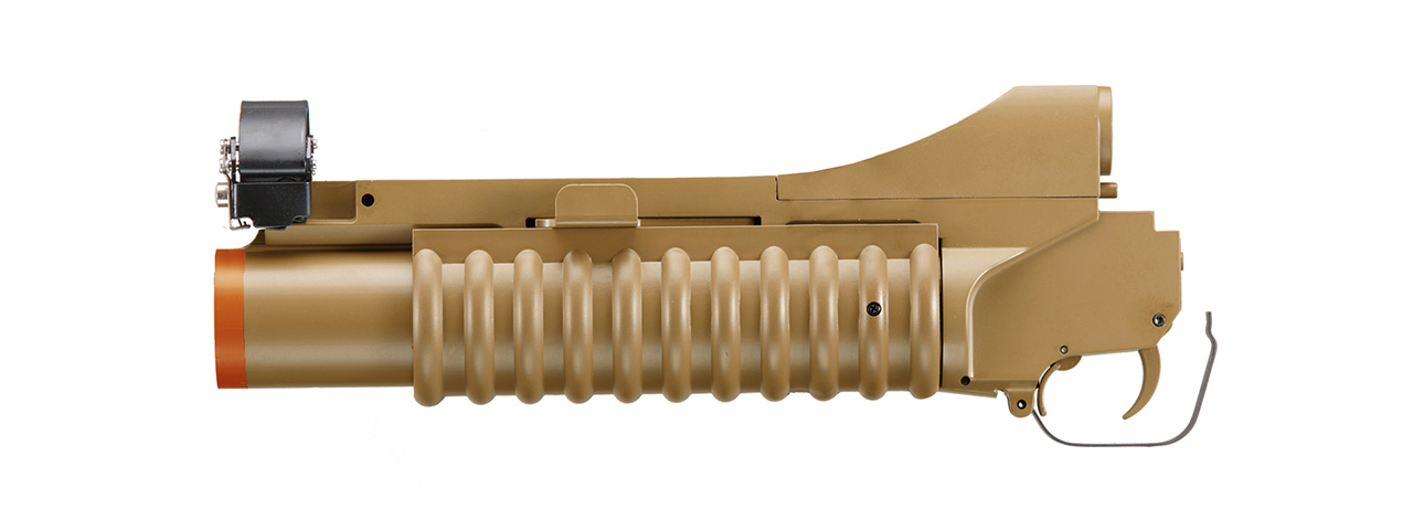 Double Bell Full Metal 40mm 3-in-1 M203 Airsoft Gas Grenade Launcher for M4/M16 Series Airsoft Rifles (Color: Tan) - Click Image to Close