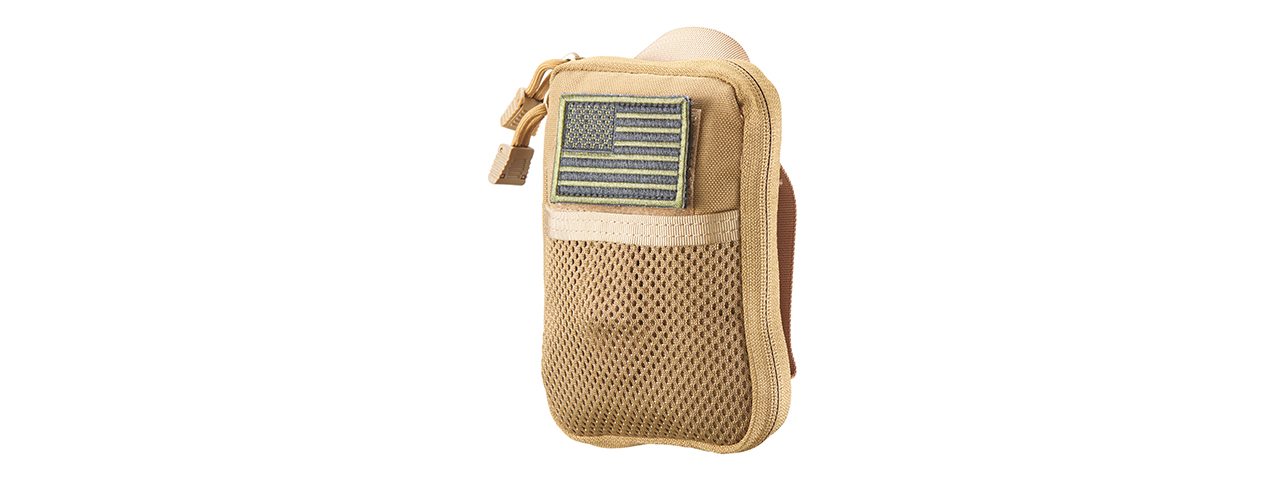 Code 11 Pocket Pouch with U.S. Flag Patch (Color: Tan) - Click Image to Close