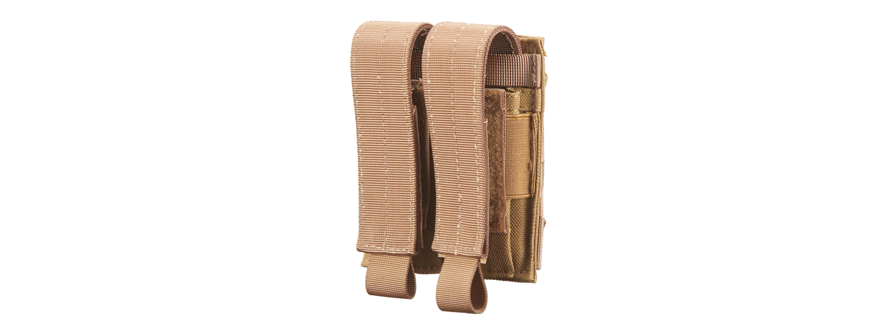 Code 11 Molle Double Pistol Magazine Pouch (Color: Tan) - Click Image to Close