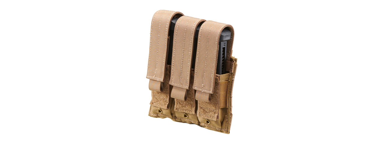 Code 11 Molle Triple Pistol Magazine Pouch (Color: Tan) - Click Image to Close