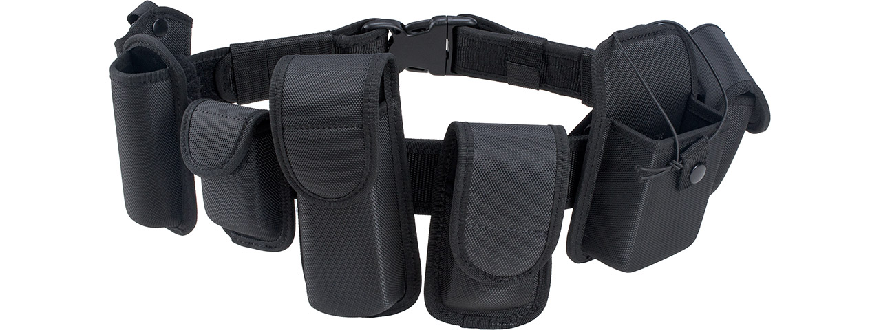 Code 11 Police Battle Belt w/ Hard Shell Pouches (Color: Black) - Click Image to Close