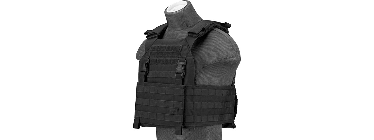 Lancer Tactical 1000D Nylon Buckle Up Assault Plate Carrier (Color: Black) - Click Image to Close