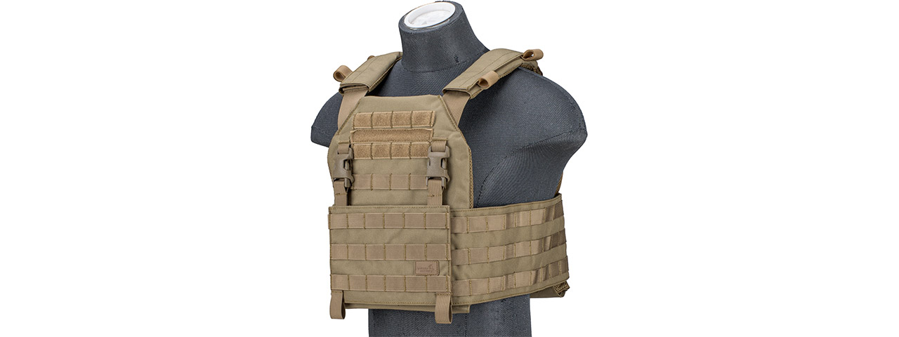 Lancer Tactical 1000D Nylon Buckle Up Assault Plate Carrier (Color: Tan) - Click Image to Close