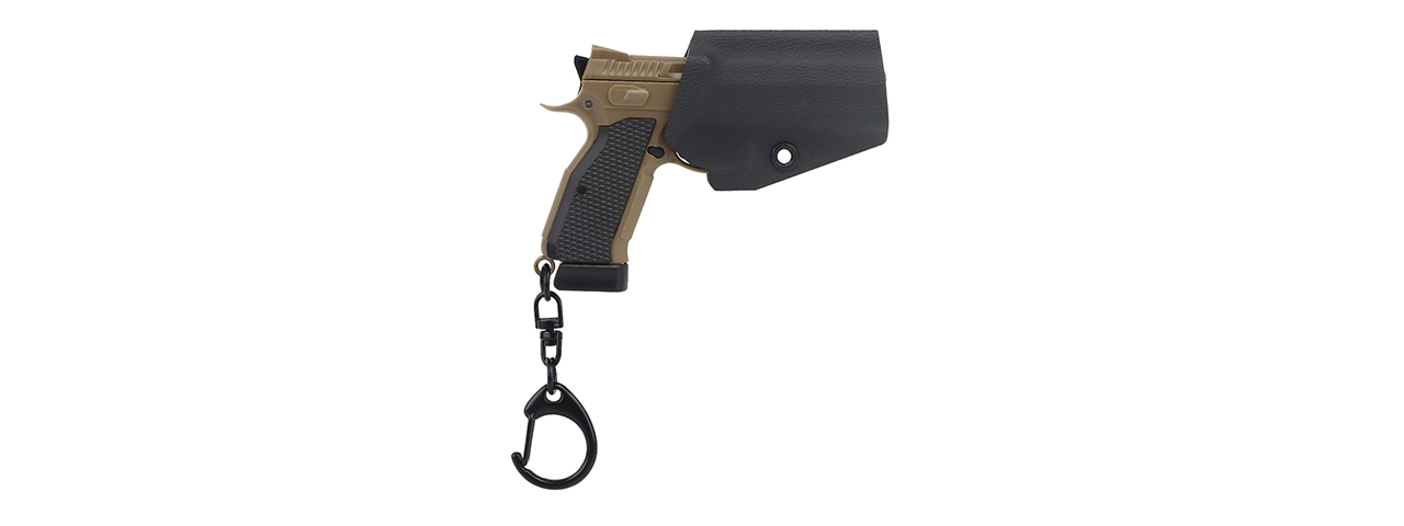 Tactical Detachable Mini Pistol Keychain with Holster (Color: Tan) - Click Image to Close