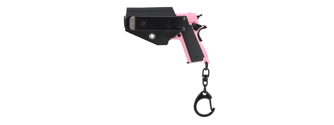 Tactical Detachable Mini 1911 Pistol Keychain with Holster (Color: Pink) - Click Image to Close