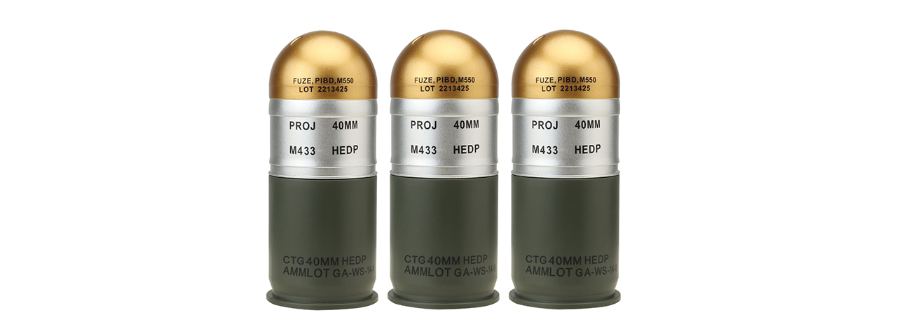 Airsoft M433 HEDP 40mm Dummy Grenades (Pack of 3) - Click Image to Close