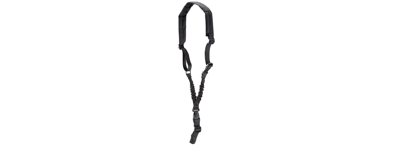 Lancer Tactical Heavy Duty Foam Padded Single Point Sling w/ QD Buckle (Color: Black) - Click Image to Close