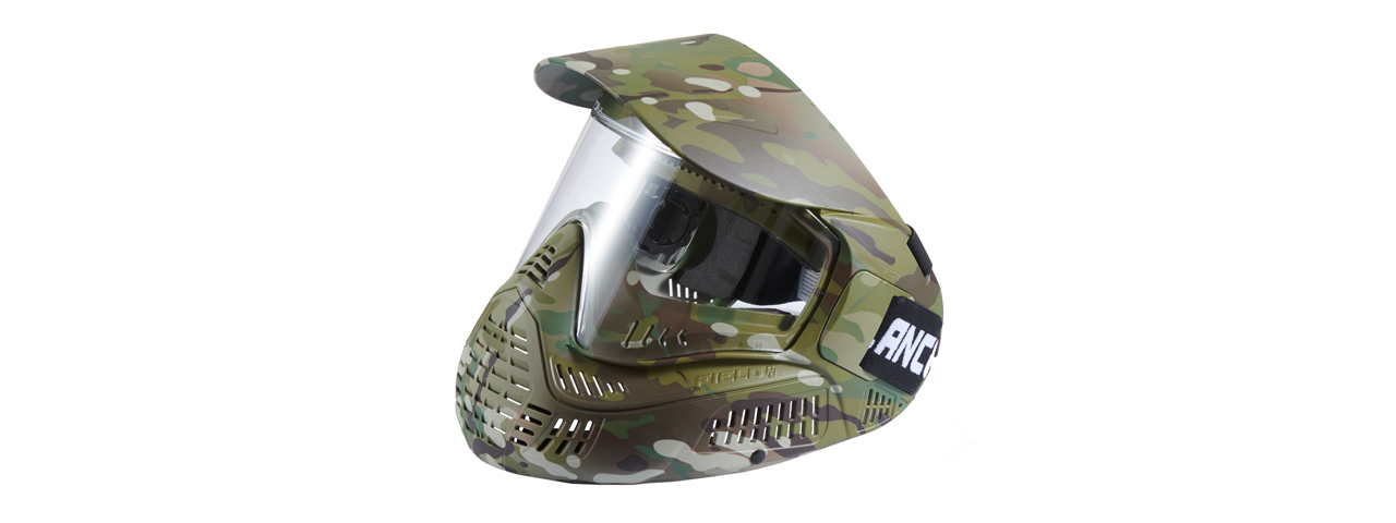 Lancer Tactical Full Face Airsoft Mask with Visor (Color: Camo) - Click Image to Close
