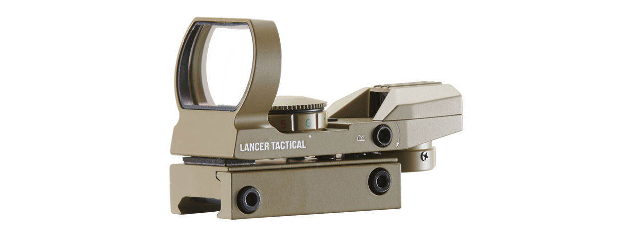 Lancer Tactical Red & Green Dot Reflex Sight with 4 Reticles (Color: Tan) - Click Image to Close