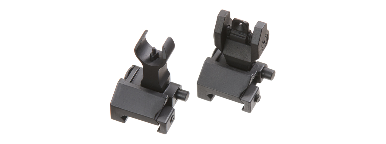 Lancer Tactical Metal Flip-Up Front and Rear Iron Sights (Color: Black) - Click Image to Close