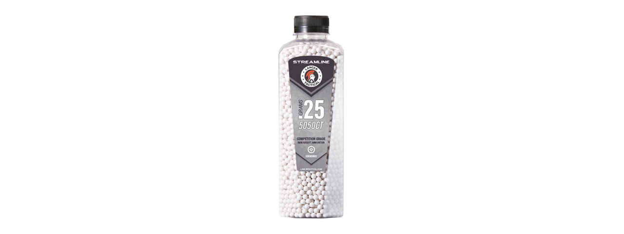 Lancer Tactical 5050 Round 0.25g Streamline Competition Grade BB Bottle (Color: White) - Click Image to Close