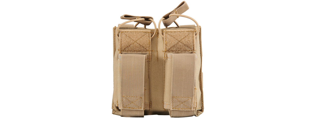 Lancer Tactical Double M4 / Pistol Magazine Pouch (Color: Tan) - Click Image to Close