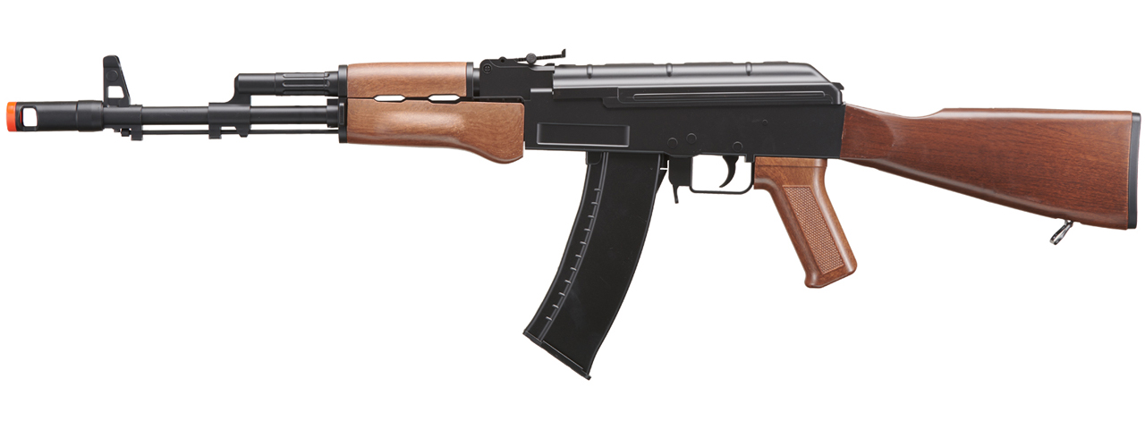 WELLFIRE AIRSOFT POLYMER AK47 AEG RIFLE - BLACK/WOOD - Click Image to Close