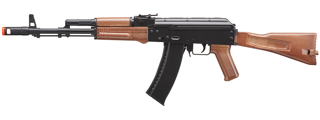 WELL D74 AK-74 PLASTIC GEAR AIRSOFT GUN (COLOR: BLACK & WOOD) - Click Image to Close
