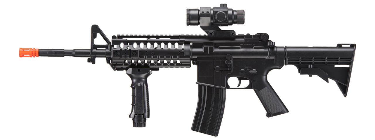 WellFire D96 M4 Carbine Airsoft AEG Rifle w/ Scope and Grip (Color: Black) - Click Image to Close