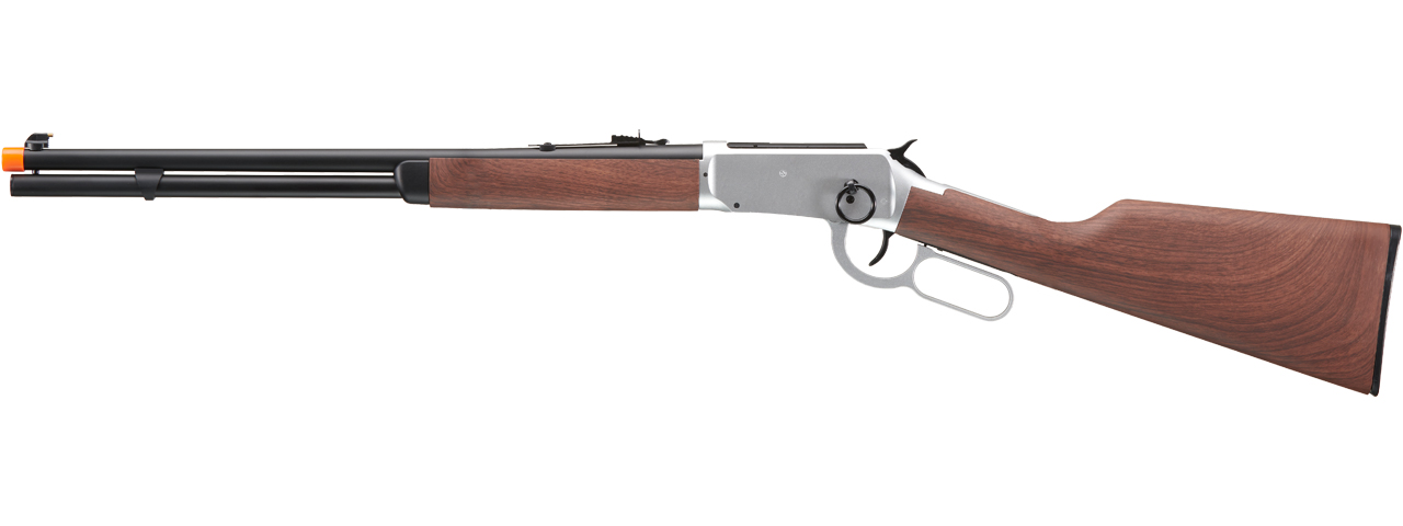 Double Bell M1894 CO2 Powered Lever Action Airsoft Rifle (Color: Silver / Imitation Wood) - Click Image to Close