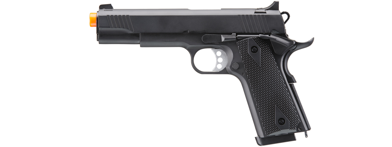 Double Bell M1911 Green Gas Blowback Airsoft Pistol w/ Silver Accents (Color: Black) - Click Image to Close