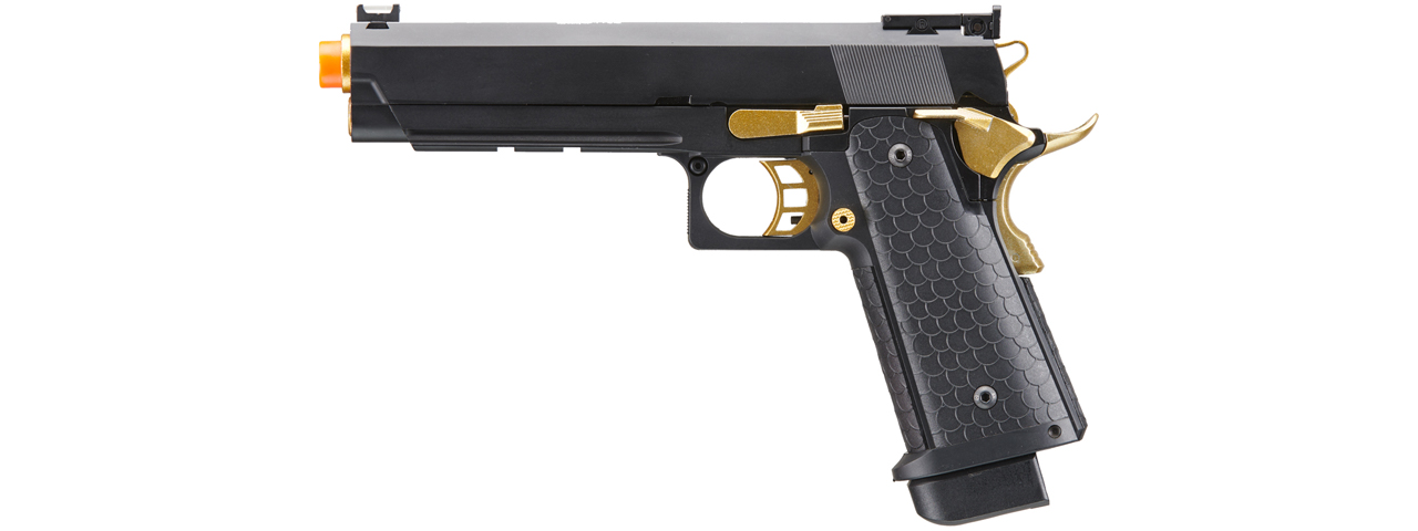 Double Bell Green Gas Hi-Capa 5.1 Gas Blowback Airsoft Pistol w/ Gold Hammer - Click Image to Close