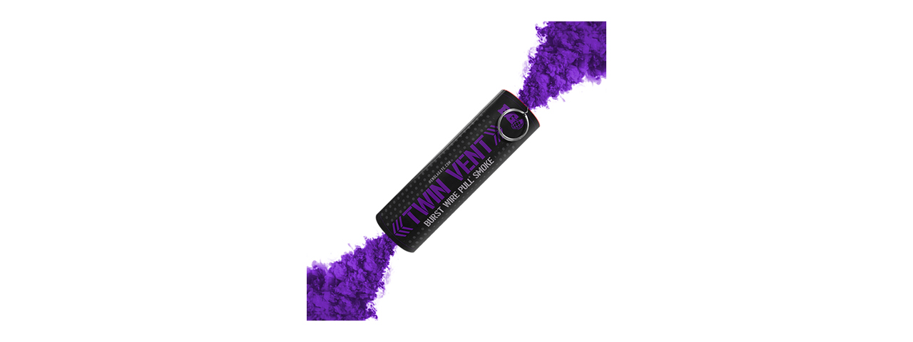 Enola Gaye Twin Vent Burst High Output Airsoft Wire Pull Smoke Grenade (Color: Purple) - Click Image to Close