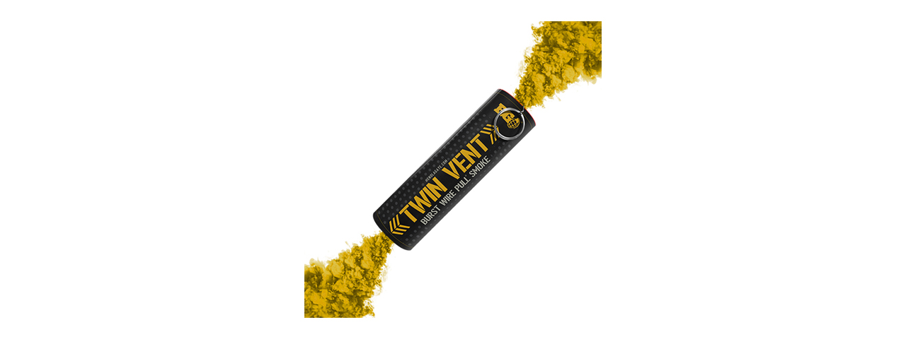 Enola Gaye Twin Vent Burst High Output Airsoft Wire Pull Smoke Grenade (Color: Yellow) - Click Image to Close
