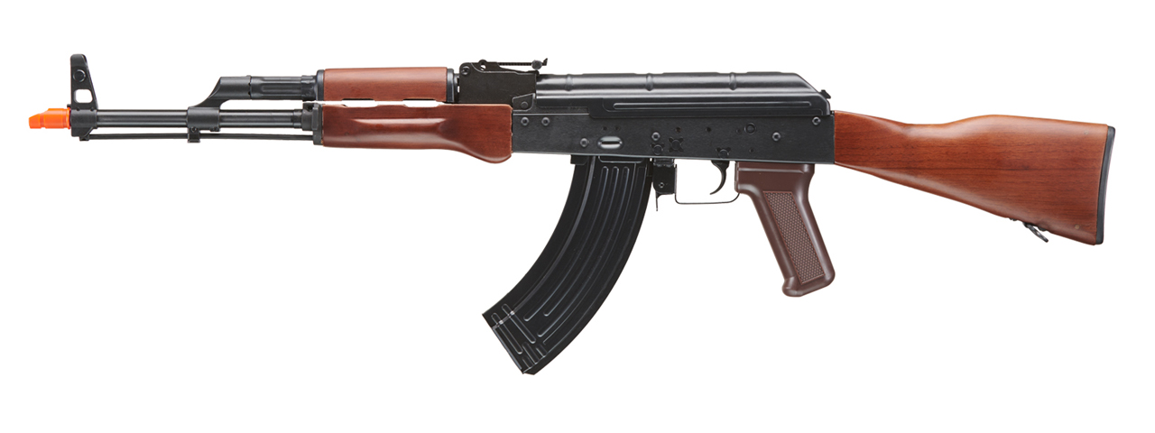E&L Airsoft New Essential Version AKM Airsoft AEG Rifle w/ Real Wood Furniture (Color: Black) - Click Image to Close