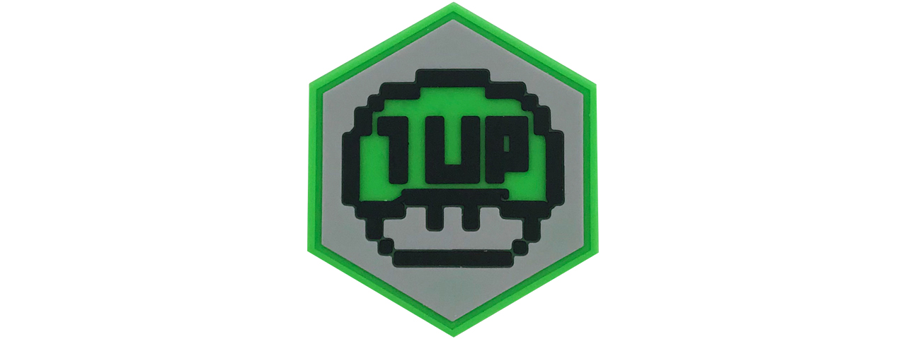 Hexagon PVC Patch 1-Up Mushroom - Click Image to Close