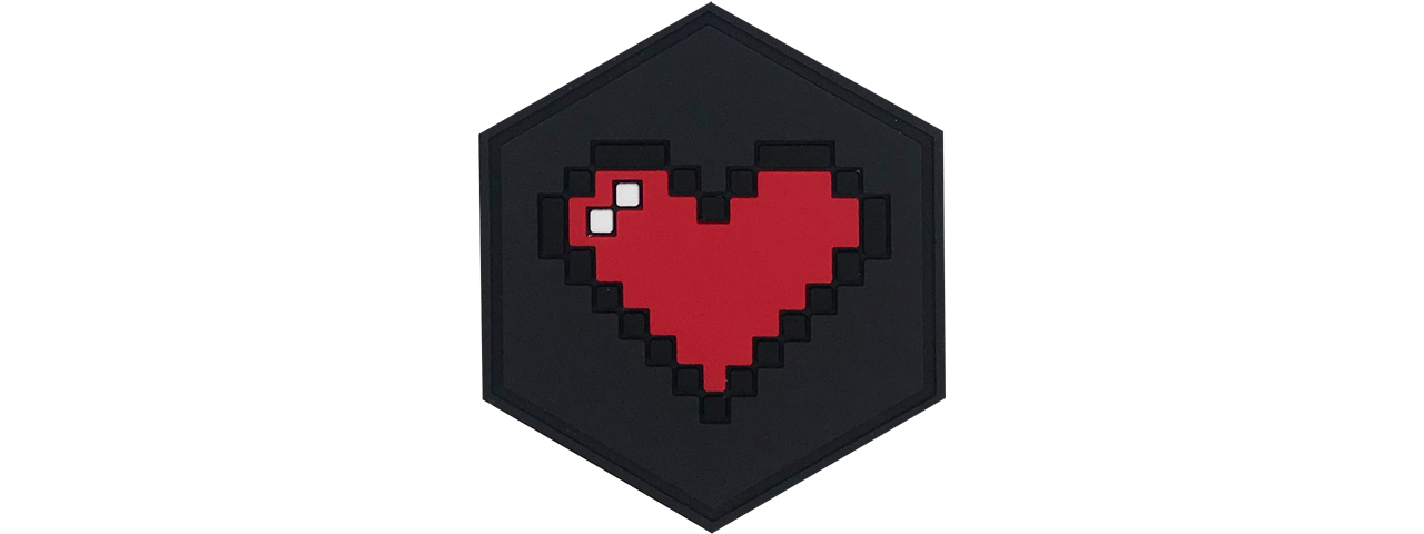 Hexagon PVC Patch 8 Bit Heart - Click Image to Close
