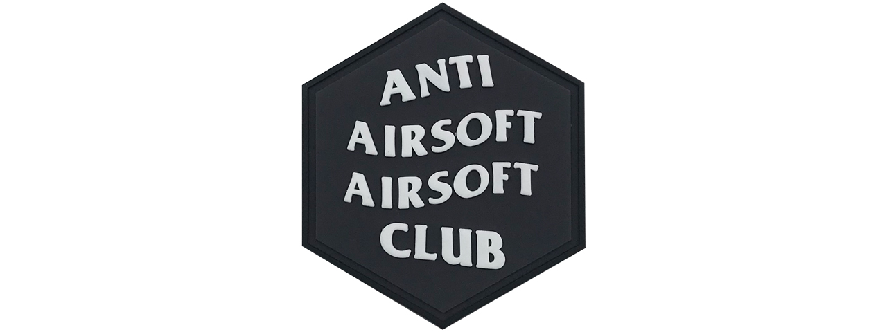 Hexagon PVC Patch "Anti Airsoft Airsoft Club" - Click Image to Close