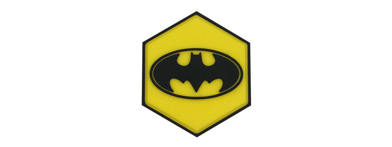 Hexagon PVC Patch Yellow Batman Logo - Click Image to Close