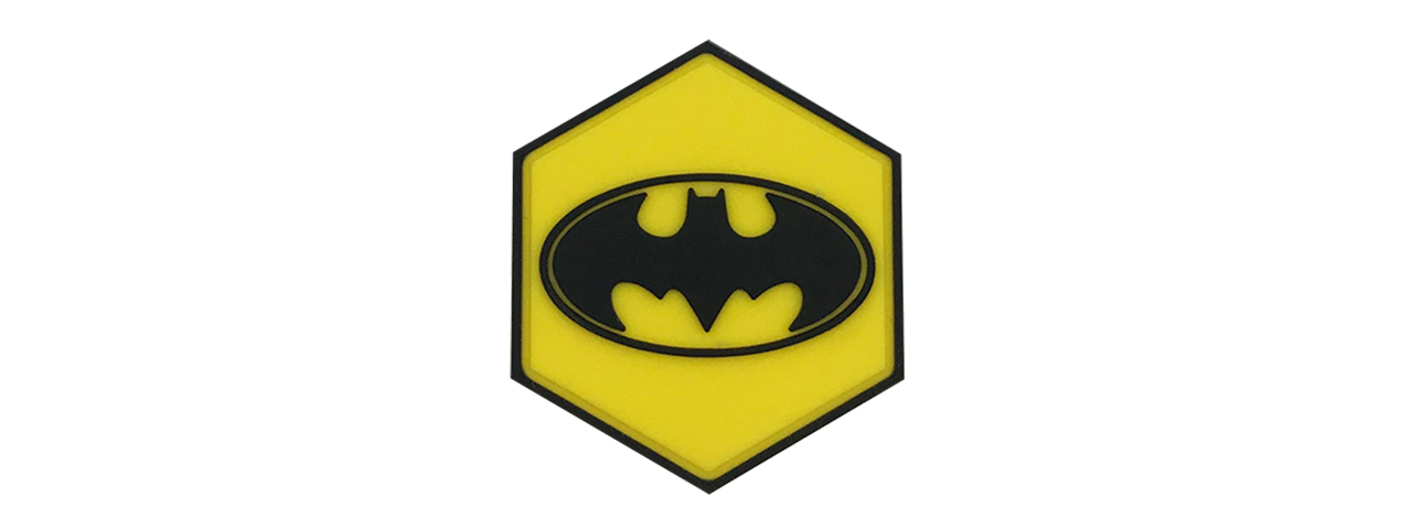 Hexagon PVC Patch Yellow Batman Logo - Click Image to Close