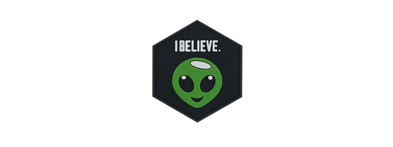 Hexagon PVC Patch "I Believe" - Click Image to Close