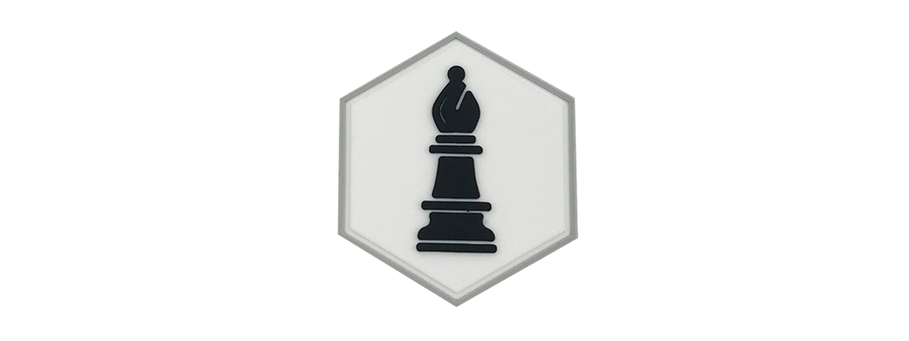 Hex PVC Patch Black Bishop Chess Piece - Click Image to Close