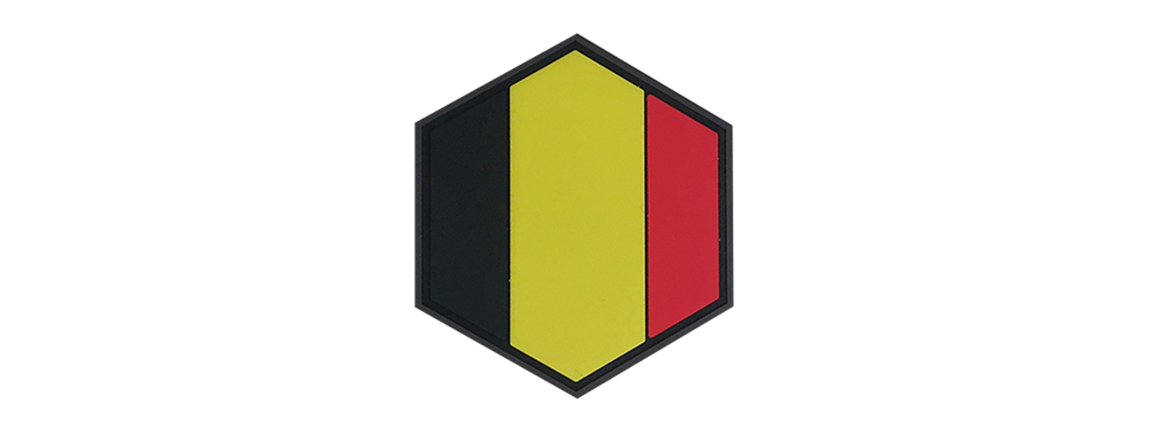 Hexagon PVC Patch Belgium Flag - Click Image to Close
