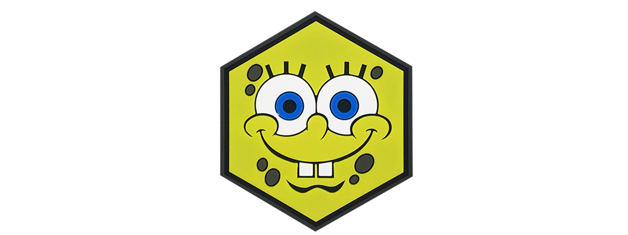 Hexagon PVC Patch Smiling Spongebob - Click Image to Close