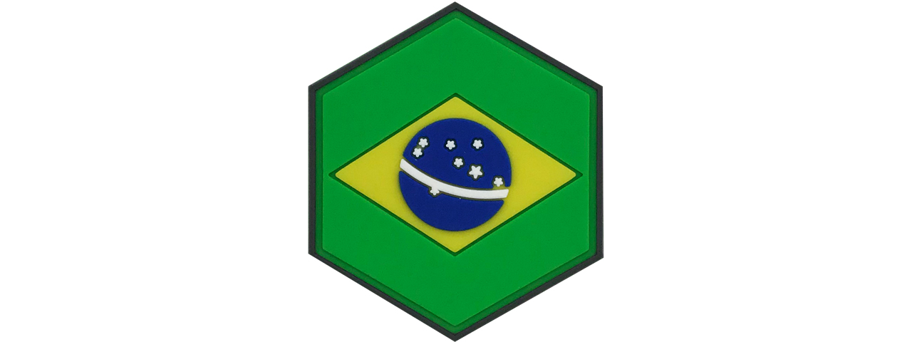 Hexagon PVC Patch Brazil Flag - Click Image to Close