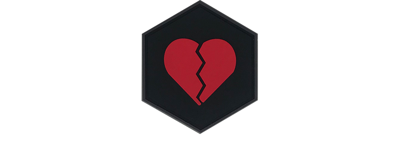 Hex PVC Patch Broken Heart - Click Image to Close