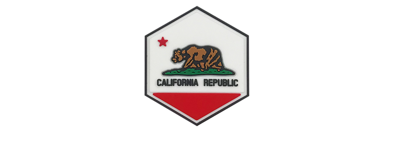Hexagon PVC Patch California Flag - Click Image to Close