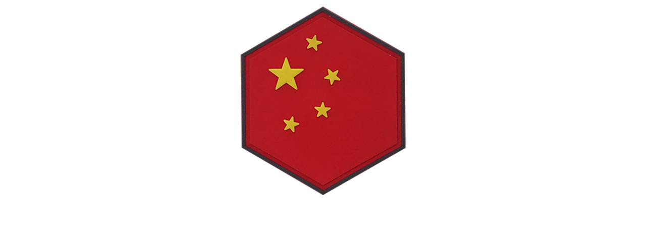 Hexagon PVC Patch China Flag - Click Image to Close