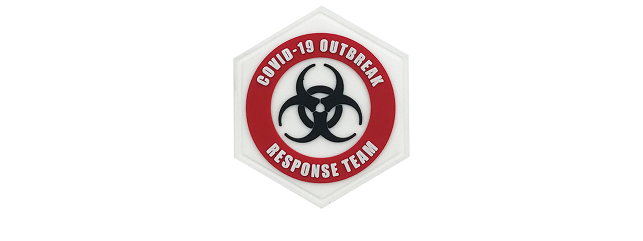 Hexagon PVC Patch Covid 19 Out Break Response Team - Click Image to Close