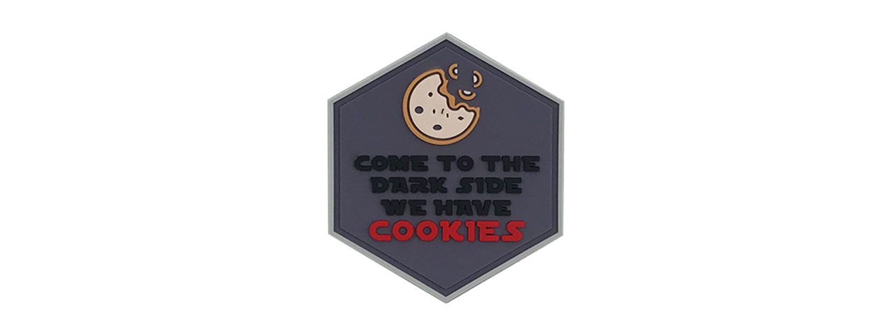 Hexagon PVC Patch "Dark Side has Cookies" - Click Image to Close
