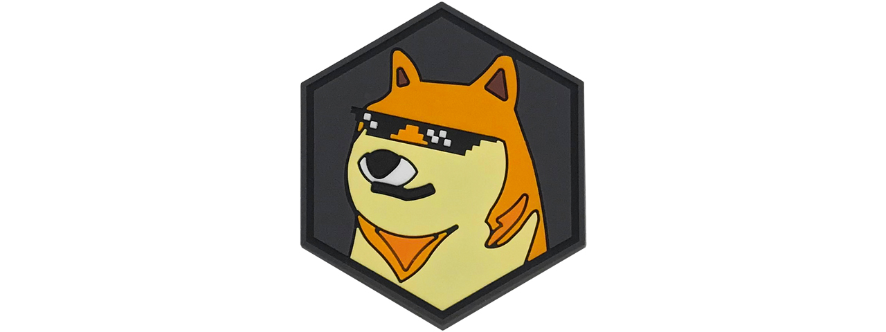 Hexagon PVC Patch Cool Doge - Click Image to Close
