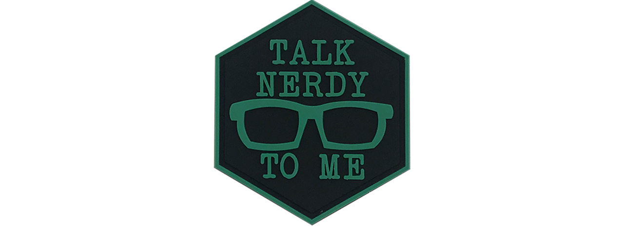 Hexagon PVC Patch "Talk Nerdy to Me" - Click Image to Close