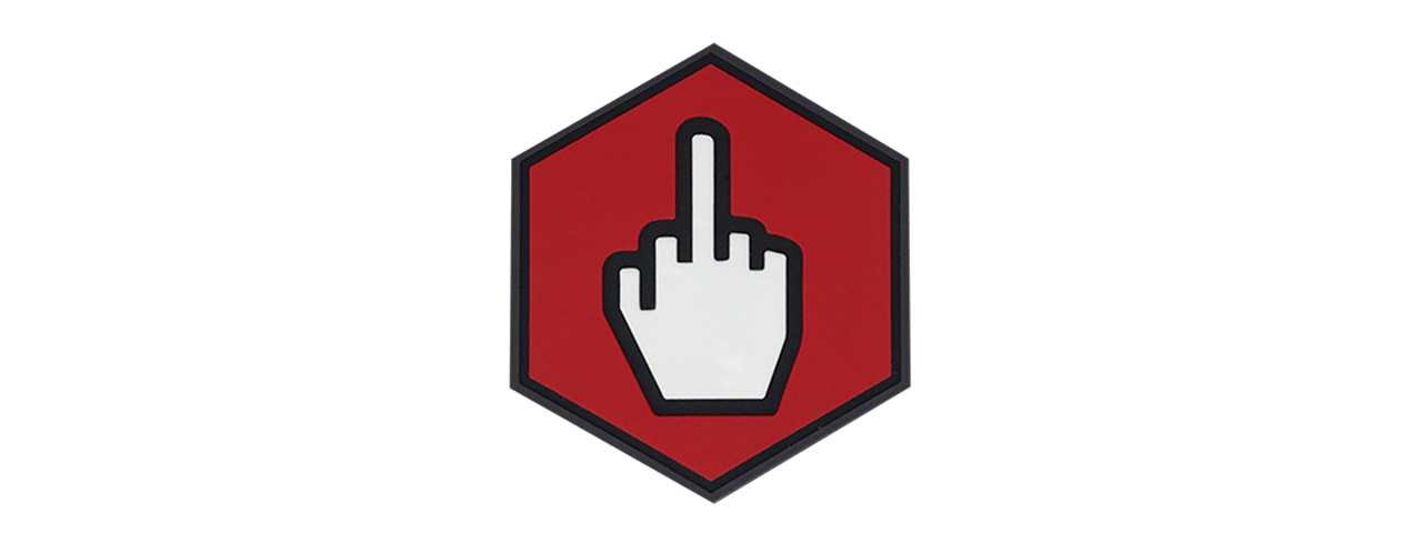 Hexagon PVC Patch "Middle Finger" - Click Image to Close