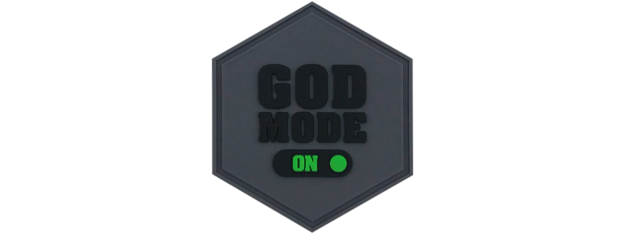 Hexagon PVC Patch "God Mode On" - Click Image to Close