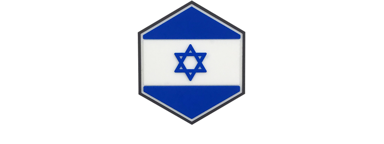 Hexagon PVC Patch Israel Flag - Click Image to Close