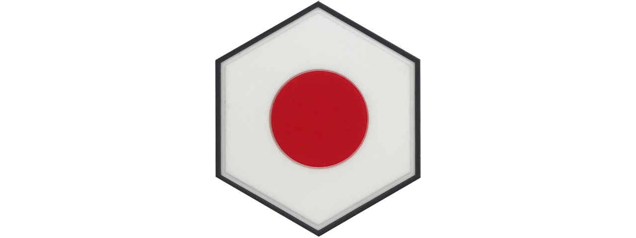 Hexagon PVC Patch Japan Flag - Click Image to Close