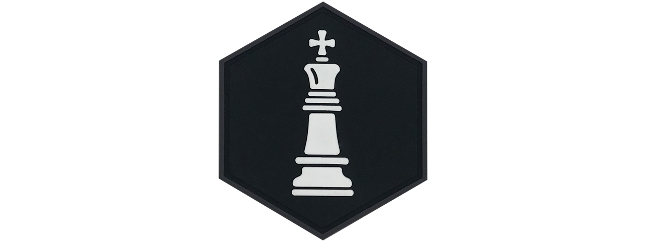 Hex PVC Patch White King Chess Piece - Click Image to Close