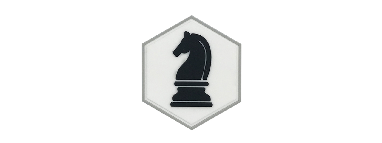 Hex PVC Patch Black Knight Chess Piece - Click Image to Close